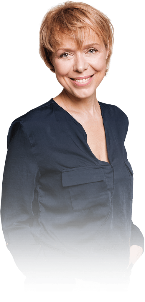 Female implant supported denture patient smiling