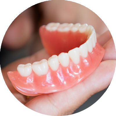 traditional denture model placed on counter