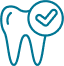 Outline of a tooth with a checkmark in a circle above it, symbolizing dental health at Smile Now Arizona.